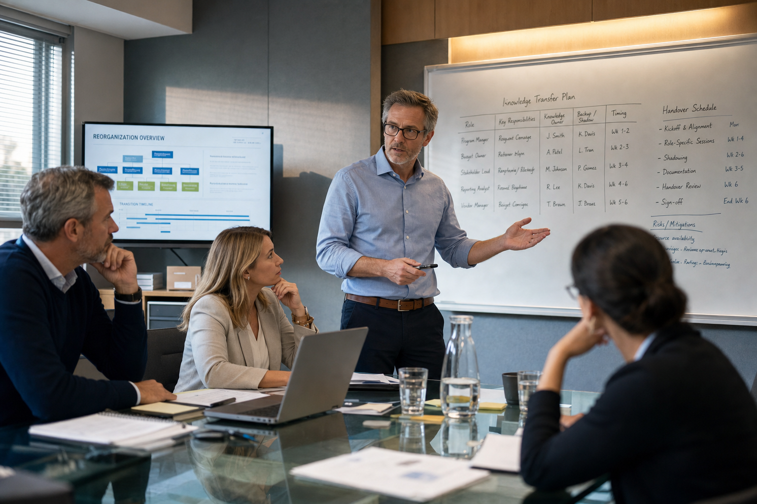 Projectmanager voert kennisoverdracht uit tijdens reorganisatie